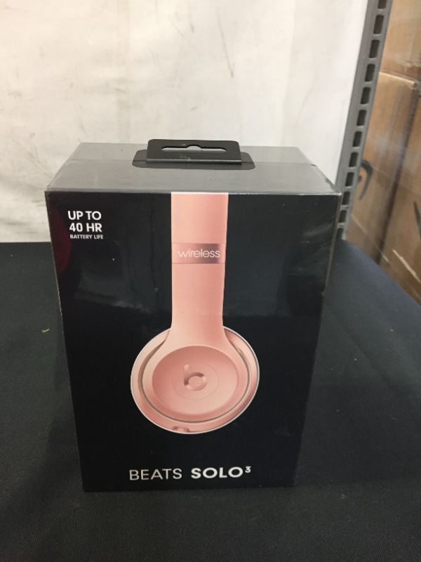 Photo 2 of Beats Solo3 Wireless On-Ear Headphones - Apple W1 Headphone Chip, Class 1 Bluetooth, 40 Hours of Listening Time, Built-in Microphone - Rose Gold  
FACTORY SEALED BRAND NEW
