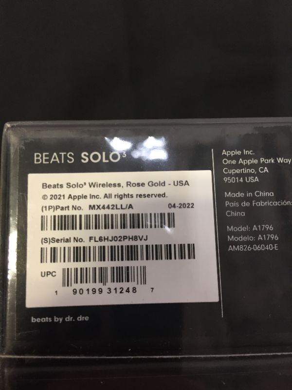 Photo 3 of Beats Solo3 Wireless On-Ear Headphones - Apple W1 Headphone Chip, Class 1 Bluetooth, 40 Hours of Listening Time, Built-in Microphone - Rose Gold  
FACTORY SEALED BRAND NEW