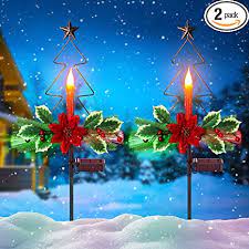 Photo 1 of 2 Pack Solar Outdoor Lights, BUCASA Upgraded Solar Candle Pathway Lights, Cemetery Grave Decorations, Waterproof Outdoor Decorations for Garden Lawn Yard Cemetery Memorial, 2 Pack
