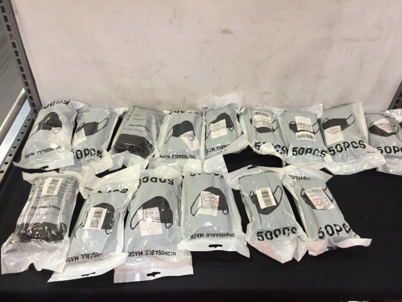 Photo 2 of 50Pcs Disposable Face Masks, 3 Ply Disposable Masks, Black Face Mask 15 PACKS