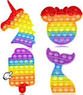 Photo 1 of 4 Pack Pop Fidget Sensory Its Toy Cheap Popper Popitsfidget Poppit Set Stress Bubble Silicone Gift Special Need Kid Boy Girl Teen Adult Friend ADHD Rainbow Unicorn Butterfly Meteor
