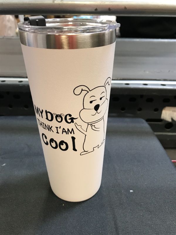 Photo 2 of 22oz Coffee Mug, Junya Funny Insulated Tumblers, My Dog Think I’M Cool Dog tumbler, Stainless Steel Double Wall Travel Tumbler, Personalized Tumbler for Dog Lovers Gifts for Women - White
