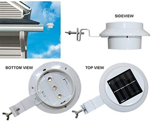 Photo 1 of 2 PACK - Outdoor Solar Gutter LED Lights - White Sun Power Smart Solar Gutter Night Utility Security Light