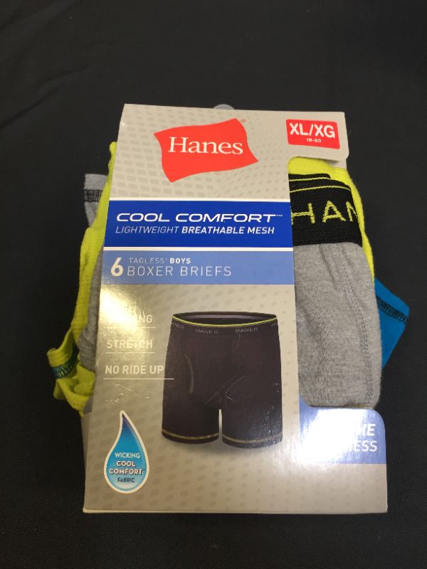 Photo 2 of Hanes Boys' Mesh Boxer Briefs, 6-Pack, Moisture-Wicking Cotton Blend Mesh Briefs, 6-Pack (Color/Pattern May Vary) SIZE XL