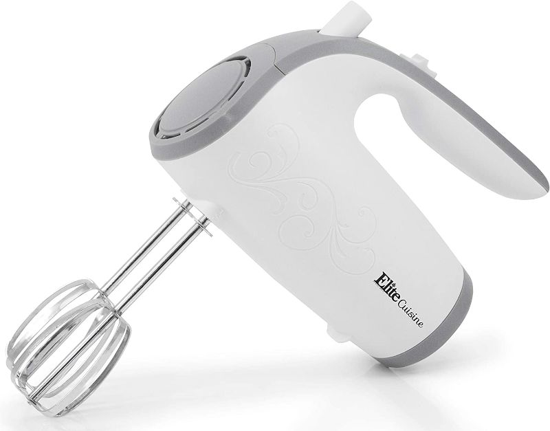 Photo 1 of Elite Gourmet EHM-003X Ultra Power Electric 5-Speed Kitchen Hand Mixer, White