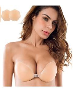 Photo 1 of Niidor Adhesive Bra Strapless Sticky Invisible Push up Silicone Bra for Backless Dress with Nipple Covers SIZE C 