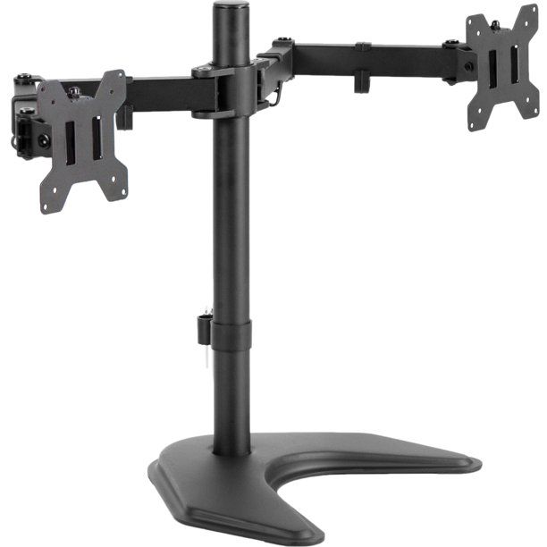 Photo 1 of Vivo Dual Monitor Free Standing Desk Mount Stand Heavy Duty Fully Adjustable Fits Two Screens up to 27" (STAND-V002F)
