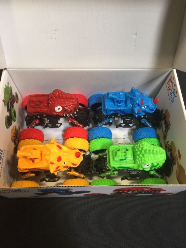 Photo 2 of 4pk Dinosaur Head Pull-Back Toy Cars
