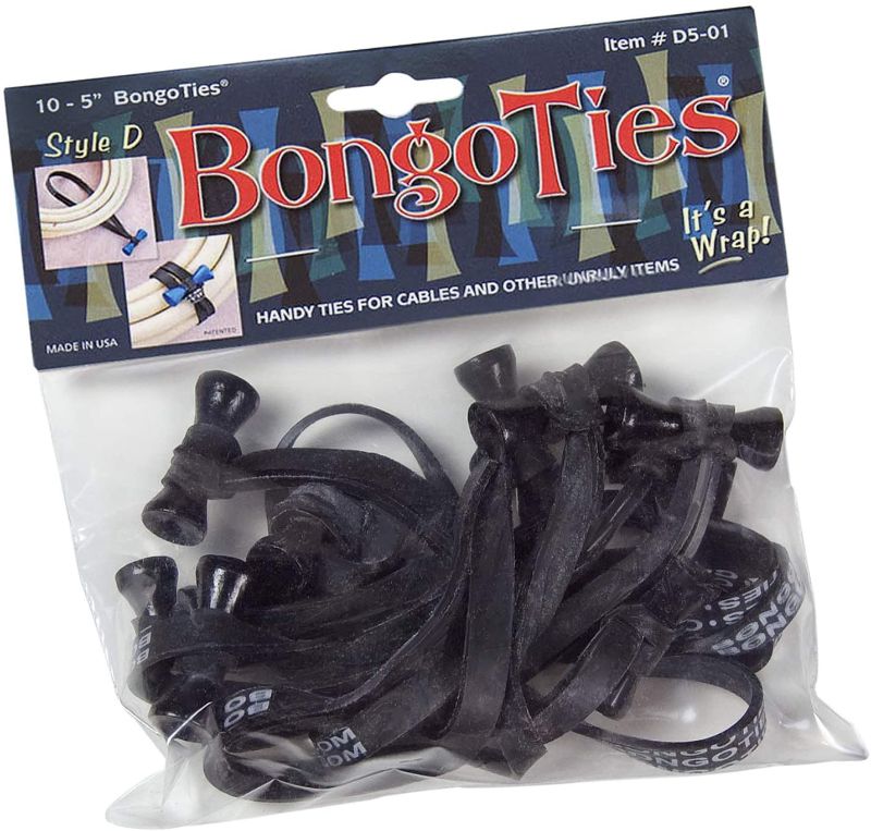 Photo 1 of 2 PACK - BongoTies ALL-BLACK "Obsidian" Bongo Ties ~ 10 Pack "Style-D" ~ HANDY TIES FOR CABLES AND OTHER UNRULY ITEMS 
STOCK PHOTO MAY VARY