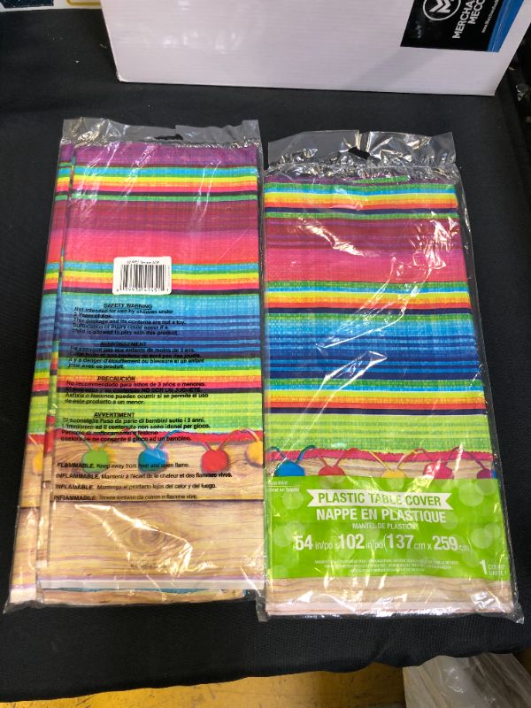 Photo 2 of 2 PACK - Creative Converting 324357 All Over Print Plastic Table cover, 54 x 102", Serape