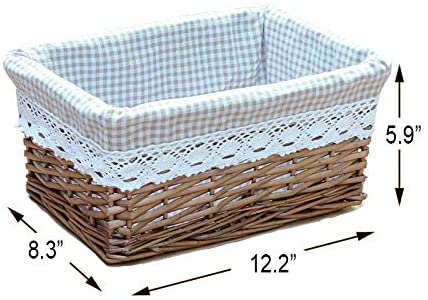 Photo 1 of Woven Basket With Liner for Towels,Books Small Wicker Basket for Toys,Lining Removable
