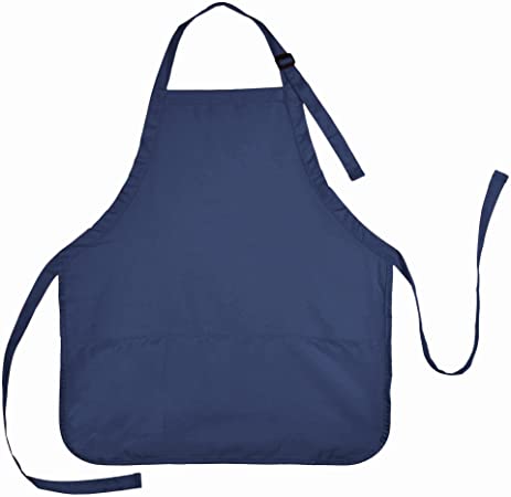 Photo 1 of Apron Commercial Restaurant Home Bib Spun Poly Cotton Kitchen Aprons (3 Pockets) in Navy Blue
