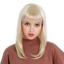 Photo 1 of H&Bwig Long Blonde Wig With Bangs Straight Wigs for Women Heat Resistant Hair for Lady Girl Costume Cosplay Daily Blond Wig
