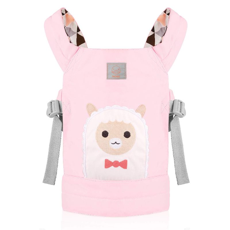 Photo 1 of GAGAKU Doll Carrier Embroidered Pattern Front and Back Soft Cotton Stuffed Animal Carriers for Baby, Alpaca Animal Pattern

