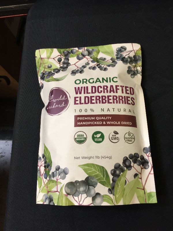 Photo 2 of  100% USDA Certified Organic Whole Dried Elderberries (Sambucus Nigra) | 1lb bag | Premium Quality | European Wildcrafted | Natural Immune Support | Vegan | Non-GMO | Gluten Free | Recyclable Packaging
exp 10/2022