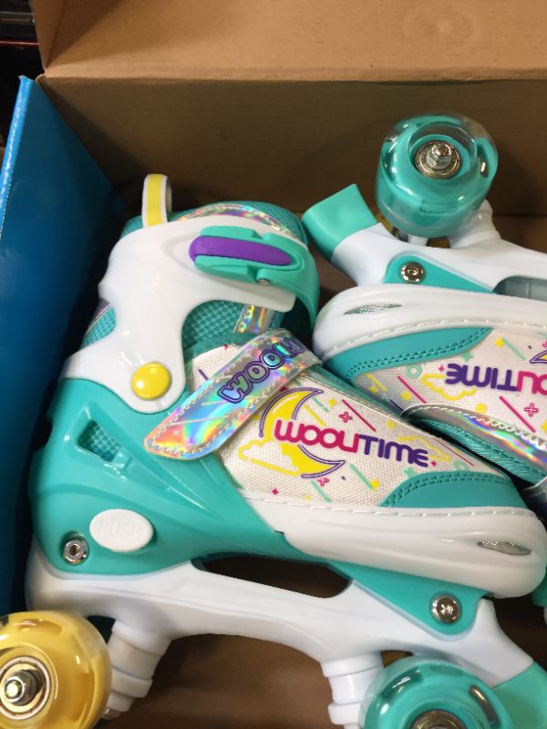 Photo 4 of Woolitime Adjustable Roller Skates for Girls and Boys, 4 Size Adjustable Toddler Roller Skates for Kids with All Wheels Light Up, Patines para Niñas Niños
SIZE M