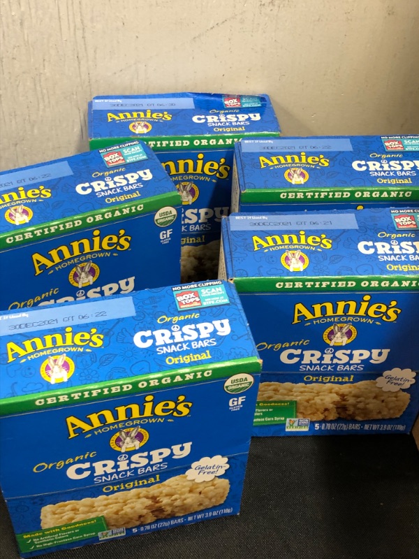 Photo 2 of Annie's Organic Original Crispy Snack Bars, Gluten Free, 3.9 oz, 5 ct. (Pack of 5) 30 dec 2021
