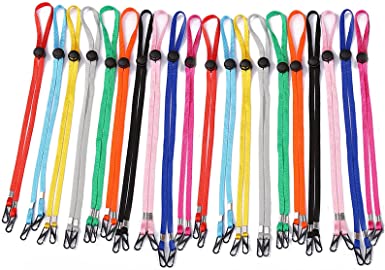 Photo 1 of 20 PCS Face Mask Lanyards, Adjustable Clear Vaccination Card Protector Lanyard for Women & Men, Rope with Double Clips & Snap Button, 20Pack-10 Colors, Multiple Colors, One Size, vnskr1335(2 BAGS=40 PCS)
