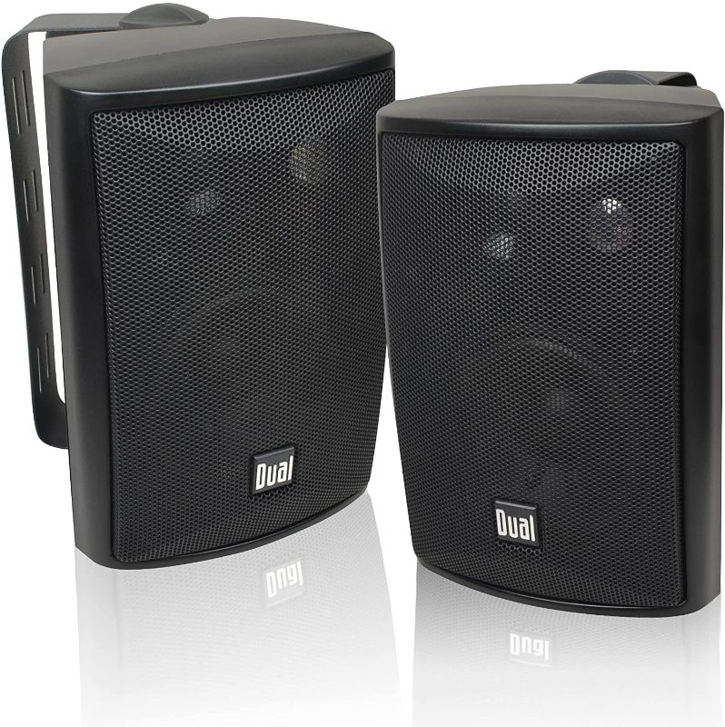 Photo 1 of Dual Electronics LU43PB 3-Way High Performance Outdoor Indoor Speakers with Powerful Bass | Effortless Mounting Swivel Brackets | All Weather Resistance | Expansive Stereo Sound Coverage | Sold in Pairs, Black