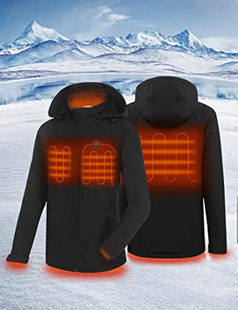 Photo 1 of Beyove Womens Heated Jacket Winter Windproof Coat Warm Outwear with Battery Pack and Detachable Hood L