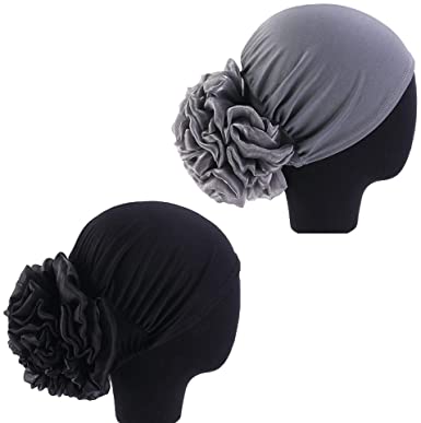 Photo 1 of / 2Packs Women Flower Elastic Turban Beanie Head Wrap Chemo Cap Hat