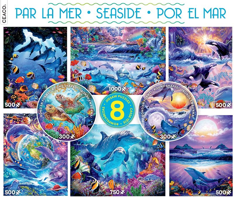 Photo 1 of Ceaco - 8 in 1 Multipack - Seaside - (2) Round 300 Piece, (4) 550 Piece, (1) 750 Piece (1) 1000 Piece Jigsaw Puzzles