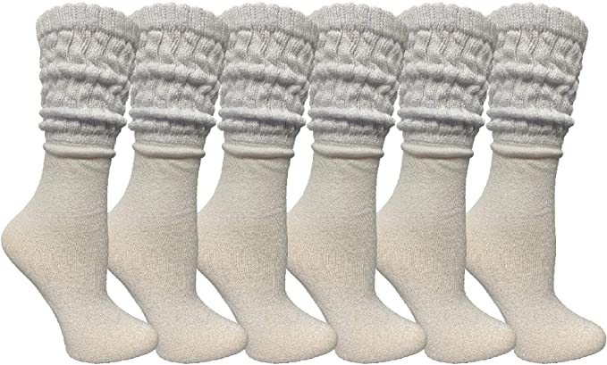 Photo 1 of 6 Pairs Yacht & Smith Womens Cotton Slouch Chunky Socks, Womens Knee High Boot Socks