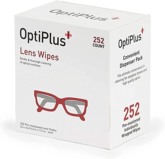 Photo 1 of 100 Pre-moistened OptiPlus Lens Wipes Gentle Cleaning for Optical Surfaces