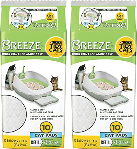 Photo 1 of 2 PACK Purina Tidy Cats Breeze Cat Pad Refills, Clean & Easy Disposable Cat Pads for Breeze Litter System, Controls Odors, 10 Cat Pad Refills/Pack (Pack of 2)

