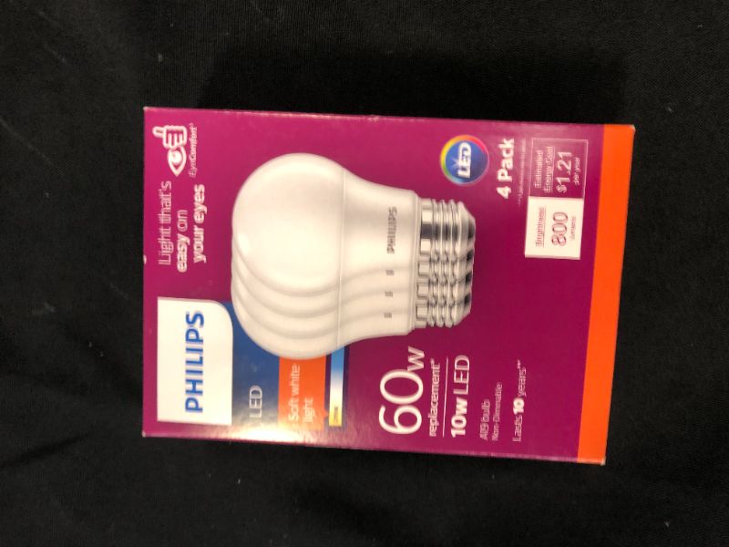 Photo 2 of Philips LED Light Bulb, A19, Soft White, 60 WE, 4 Ct
