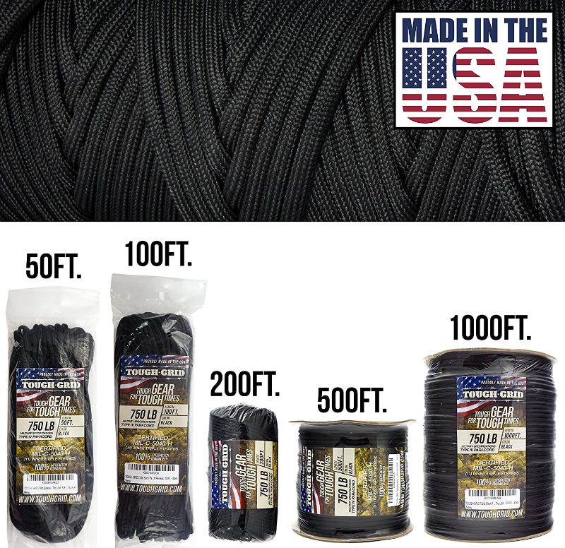 Photo 1 of 
TOUGH-GRID 750lb Paracord/Parachute Cord - Genuine Mil Spec Type IV 750lb Paracord Used by The US Military (MIl-C-5040-H) - 100% Nylon 50 FT