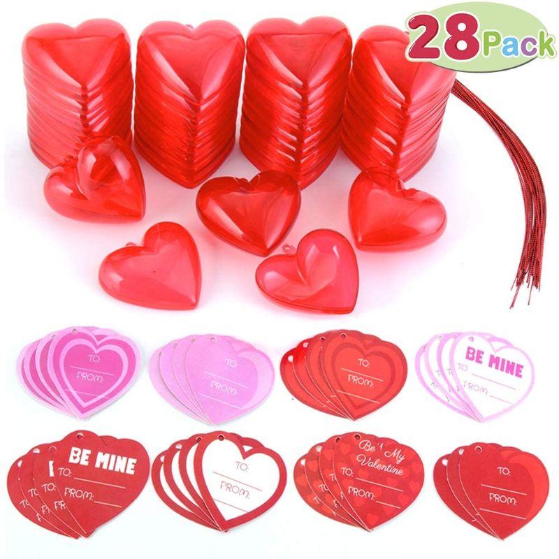 Photo 1 of 28 Pack Kids Valentines Gift Cards with Valentines Hearts for Filling Specific Treats, Valentine’s Day Party Favor, Classroom Exchange Party Favor