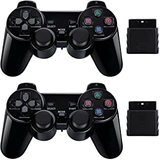 Photo 2 of BLUE LAKE Performance 2 Pack Wireless Controller 2.4G Compatible with Sony Playstation 2 PS2 (Jet Black)