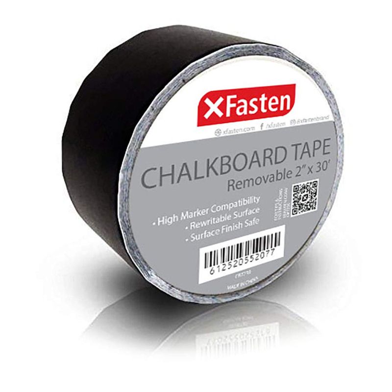 Photo 1 of XFasten Black Chalkboard Tape Removable, 2-Inch x 30-Foot, Black, Smudge Resistant Sticky Chalkboard Label Duct Tape