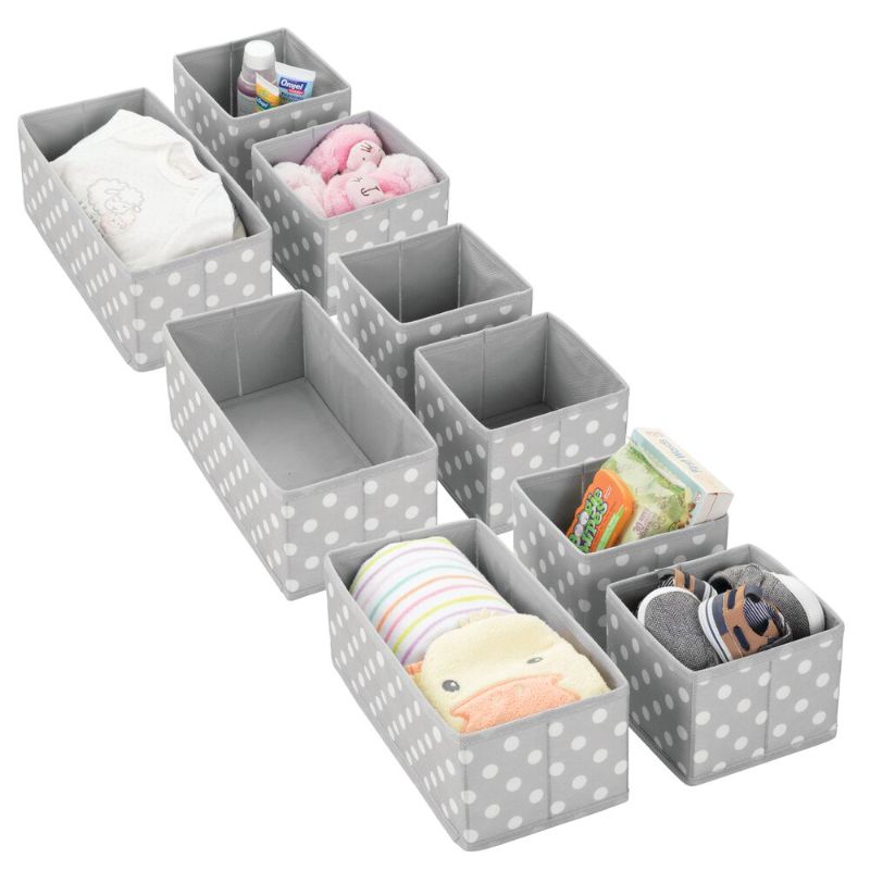 Photo 1 of Baby + Kids Fabric Drawer Storage Organizers in Gray/White, Set of 9, by MDesign