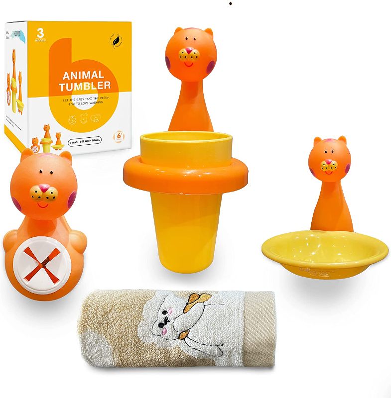 Photo 1 of ABOVEB Kids Bathroom Accessories - Kids Bathroom Set - Kids Toothbrush Holder Set - Dish Soap Kids - Cotton Kids Towel, Orange