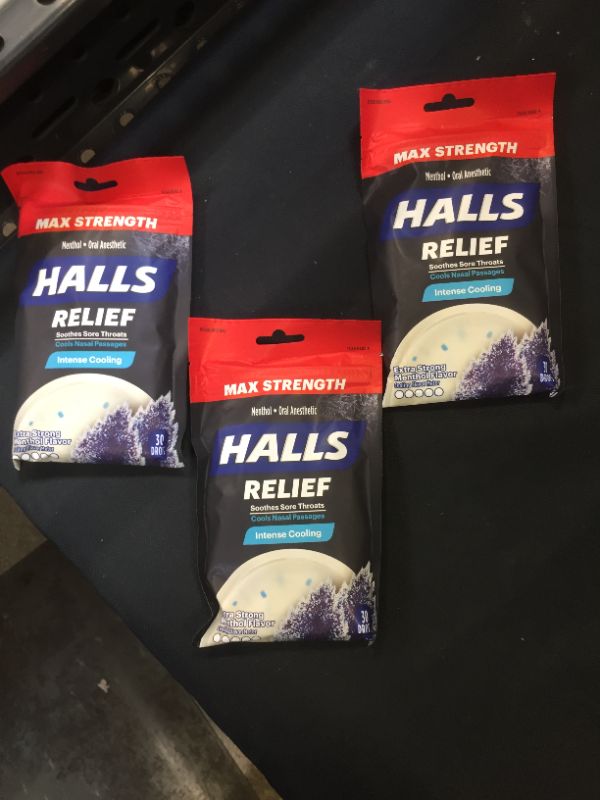 Photo 2 of Halls Menthol Oral Anesthetic Drops, Intense Cool, Original, 30 Count(3) EXP 11/23