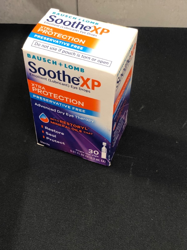 Photo 2 of Eye Drops by Bausch & Lomb, Lubricant Relief for Dry Eyes, Soothe XP, Preservative Free, Single Use Dispensers, 0.3 mL, 30 Count BB 06 2022
