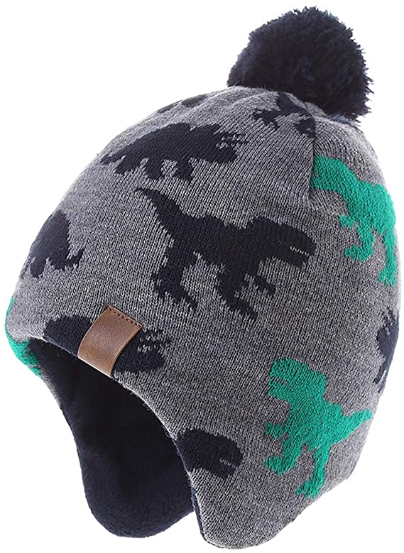 Photo 1 of AHAHA Boys Winter Hat Baby Beanies with Earflap Upgrade Fleece-Lined Skiing Toddler Hat
