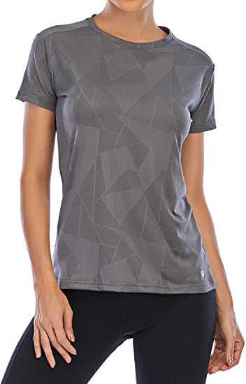 Photo 1 of Lianshp Slim Fit Womens Shirts Crewneck Short Sleeve Moisture Wicking T-Shirts Mesh Breathable Athletic Workout Tops
 SIZE M