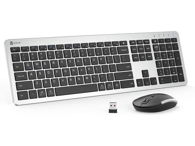 Photo 1 of iClever GK08 Wireless Keyboard and Mouse - Rechargeable Wireless Keyboard Ergonomic Full Size Design with Number Pad 2.4G Stable Connection Slim Keyboard and Mouse for Windows Mac OS Computer
