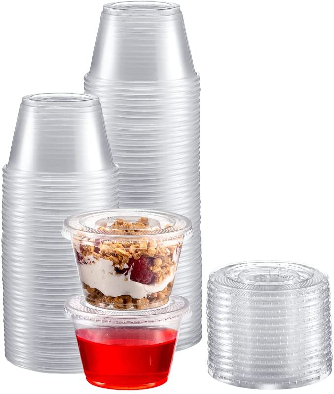Photo 1 of Zeml Portion Cups with Lids (4 Ounces, 100 Pack) | Disposable Plastic Cups for Meal Prep, Portion Control, Salad Dressing, Jello Shots, Slime & Medicine | Premium Small Plastic Condiment Container
