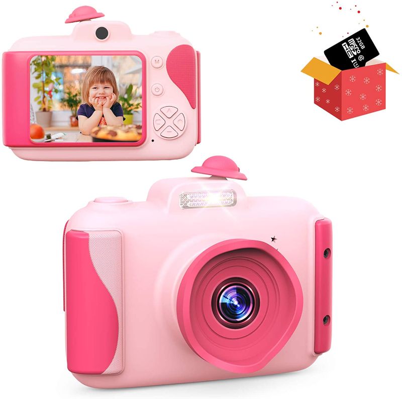 Photo 1 of Mini Kids Camera Toys for Toddler, CAMFUN Digital Video Camera with 32GB SD Birthday Gift Toys for 3 4 5 6 7 8 9 10 11 12 Years Old Boys Girls, Pink
