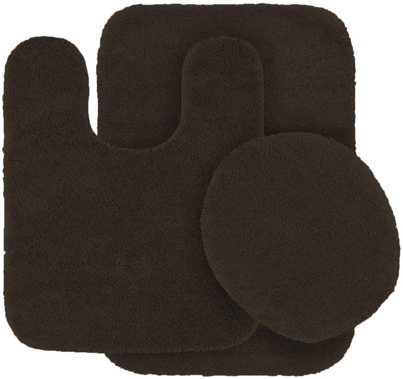 Photo 1 of 3 Pc Solid Color Chocolate/Brown Bathroom Rug Set Bath Mats Super Soft Anti Slip Soft Mats New
