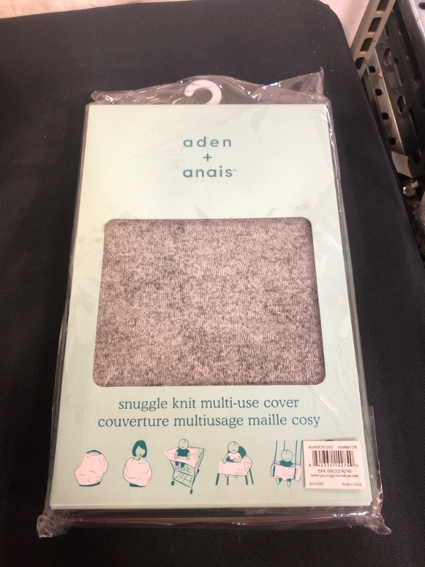 Photo 2 of aden + anais Snuggle Knit 6-in-1 Stretchy Multi-Use Cover for Car Seat, Nursing, Cart, Baby Swing, High Chair, Infinity Scarf, Heather Grey
