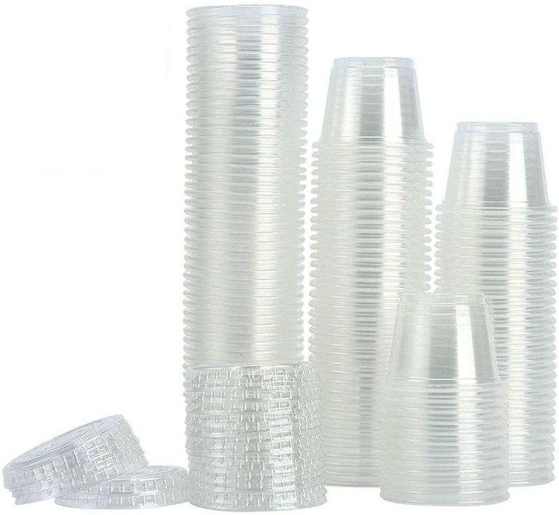Photo 1 of [200Sets-1oz] Small Plastic Containers With Lids,Plastic Cups With Lids ,Jello Shot Cups,Souffle Cups,Condiment Sauce Cups
 2 COUNT 