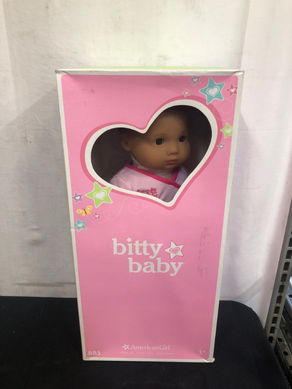 Photo 2 of American Girl - Bitty Baby Doll Medium Skin Dark Brown Hair Brown Eyes BB5 with Pink Bodysuit
