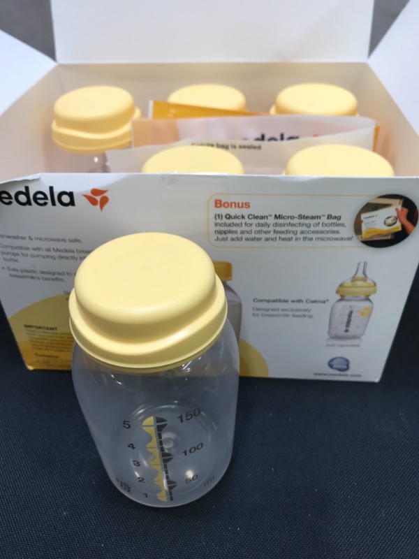 Photo 1 of Medela Breast Milk Collection and Storage Bottles, 6 Pack, 5 Ounce Breastmilk Container, Compatible with Medela Breast Pumps and Made Without BPA
