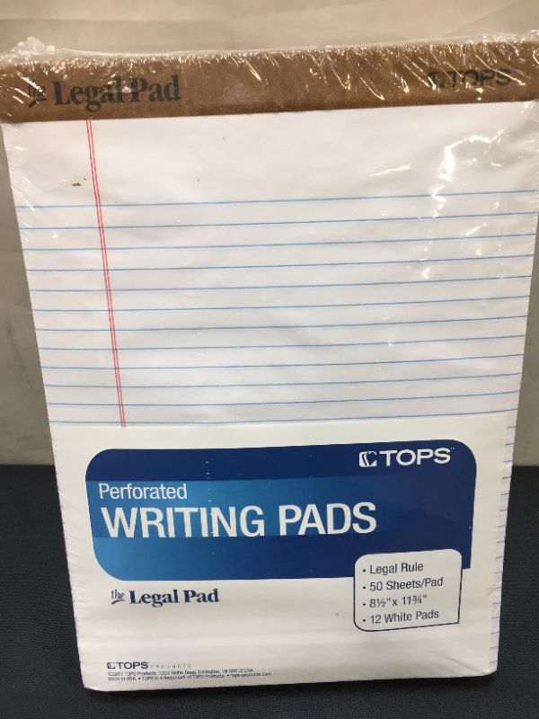 Photo 2 of TOPS The Legal Pad Writing Pads, 8-1/2" x 11-3/4", Legal Rule, 50 Sheets, 12 Pack (7533), Case of 12 Office Product
