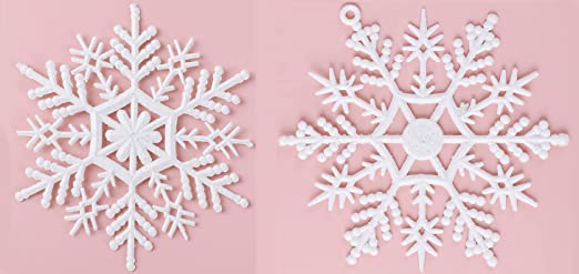 Photo 1 of 40pcs Plastic Christmas Glitter Snowflake, White Christmas Tree Decorations Xmas Winter Hanging Plastic Snow Flakes Ornaments for Wedding Holiday Party Home Decor 4 Inch (3 pack)